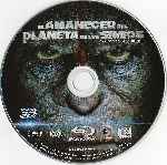 cartula bluray de El Amanecer Del Planeta De Los Simios - 3d - Disco