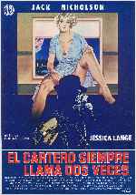 carátula carteles de El Cartero Siempre Llama Dos Veces - 1981