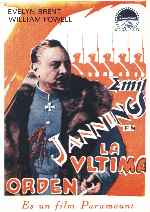 carátula carteles de La Ultima Orden - 1928