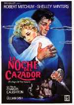 carátula carteles de La Noche Del Cazador - 1955