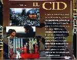 carátula trasera de divx de El Cid - 1961