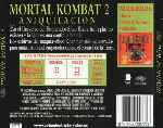 carátula trasera de divx de Mortal Kombat 2 - Aniquilacion